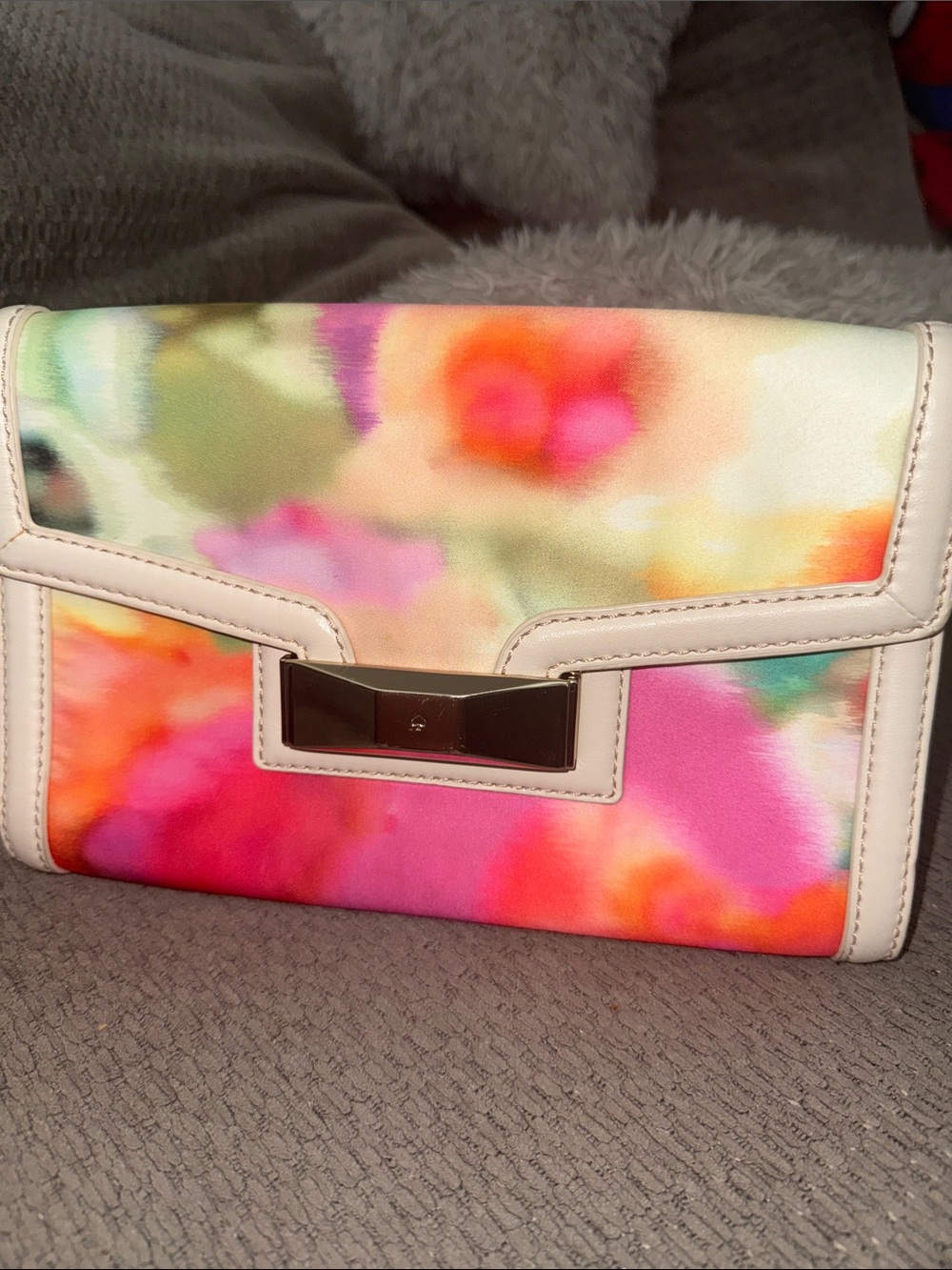 kate spade Floral Watercolor Clutch in Pink and Cream
